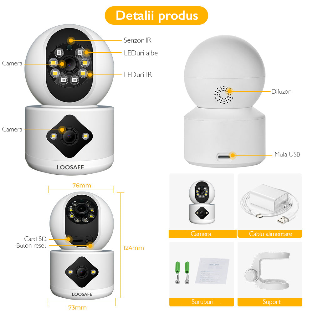 Camera de supraveghere dubla WIFI Loosafe 60DX Pro Camera de supraveghere dubla WIFI Loosafe 60DX Pro